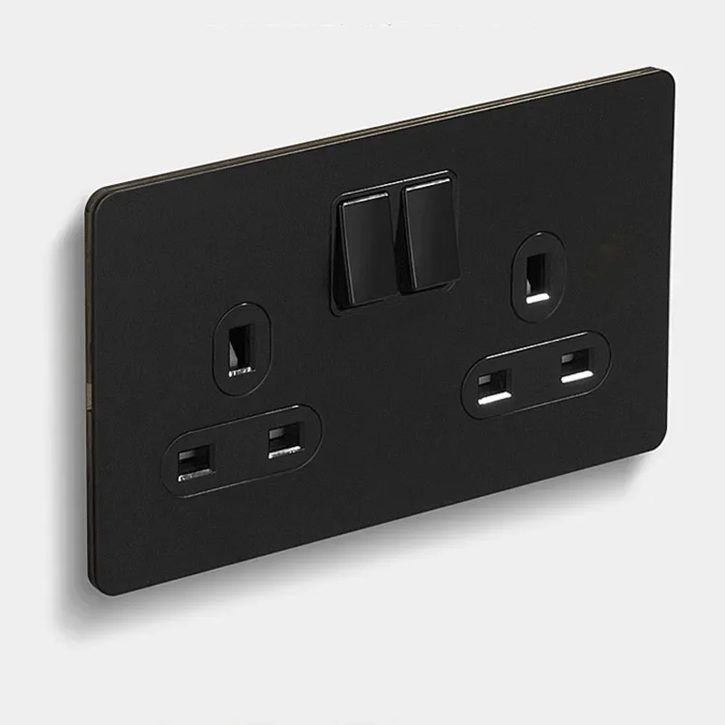 Home Improvement Uk - 家の改修のための壁のプッシュボタンスイッチ,ステンレス鋼パネル,ukソケット,高品質,マットブラック,13a