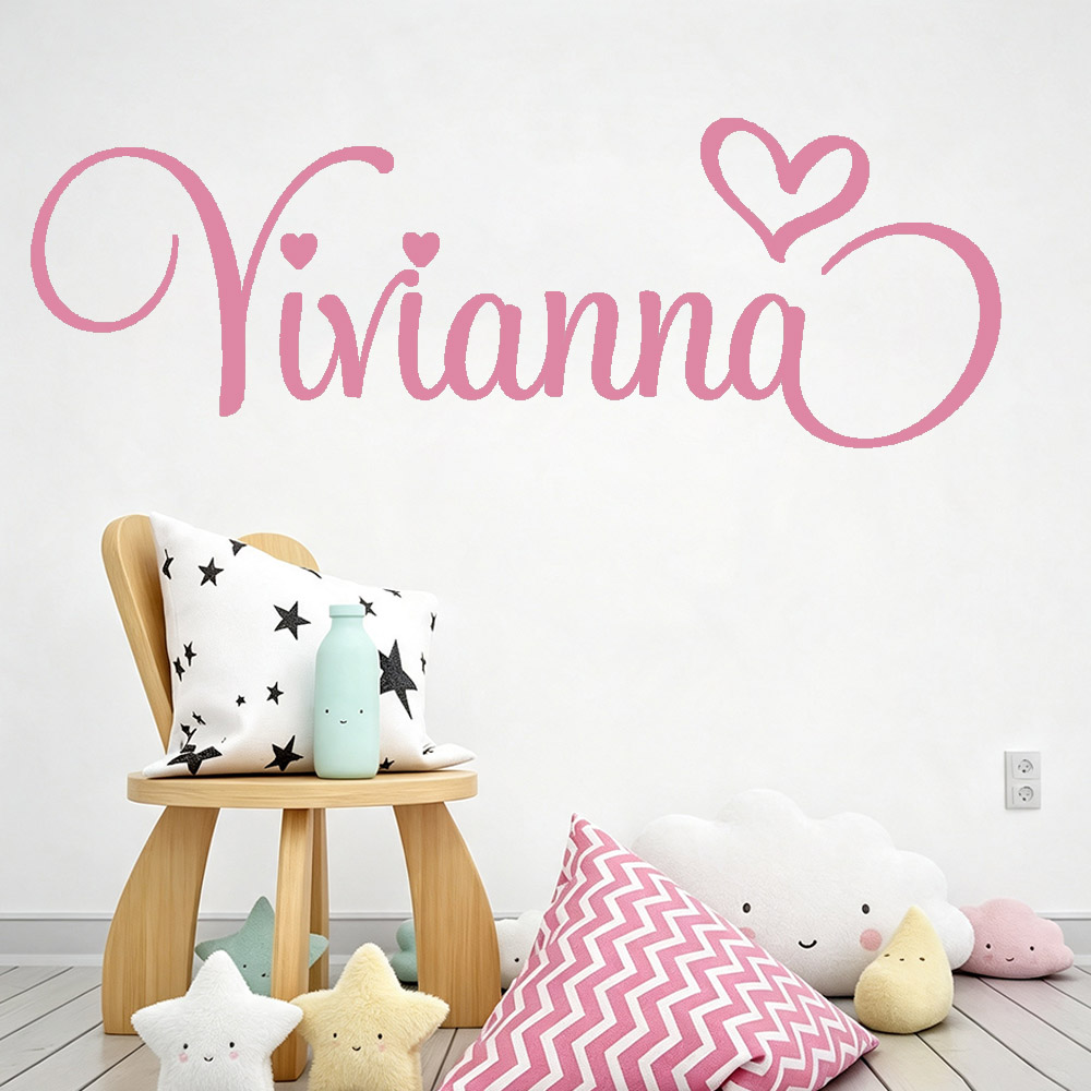 Vinyl Floor Plank - 子供部屋用ウォールステッカー パーソナライズされた子供の名前入りビニールデカール ハート型名前入り装飾ステッカー 男の子 女の子 赤ちゃん部屋用